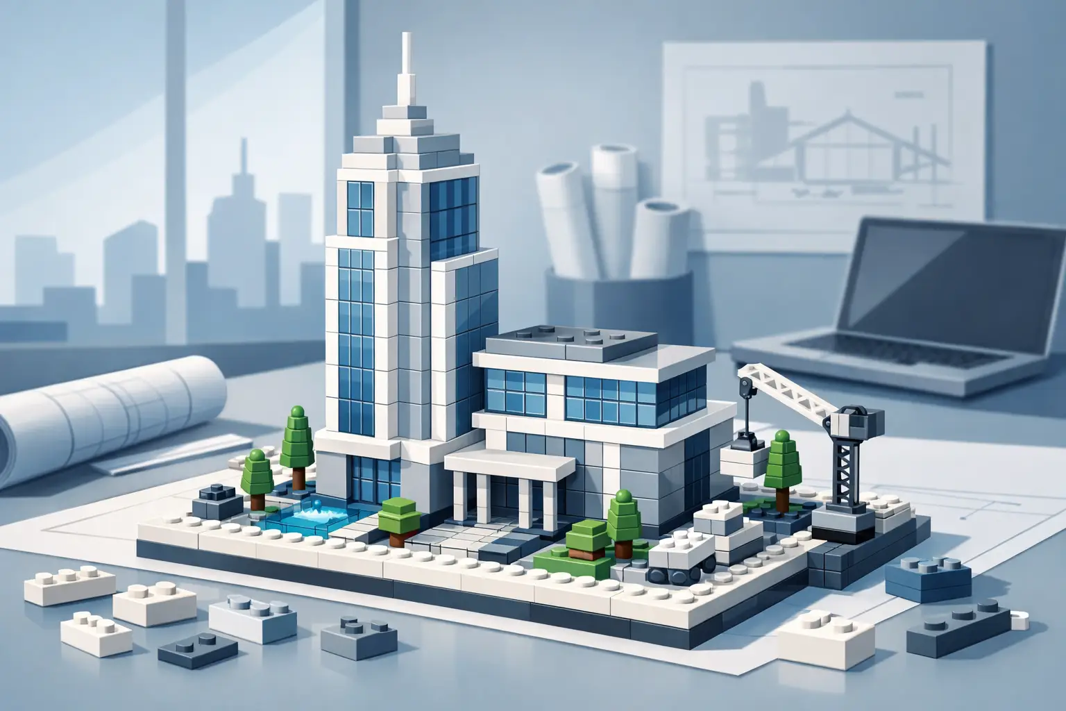 Architekturmodell aus Klemmbausteinen im B2B - AL-Modelldesign -